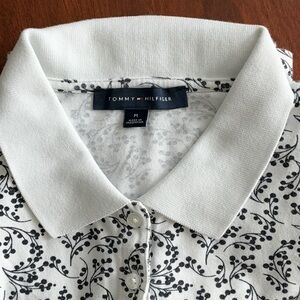 Tommy Hilfiger Women's White Patterned Polo Shirt